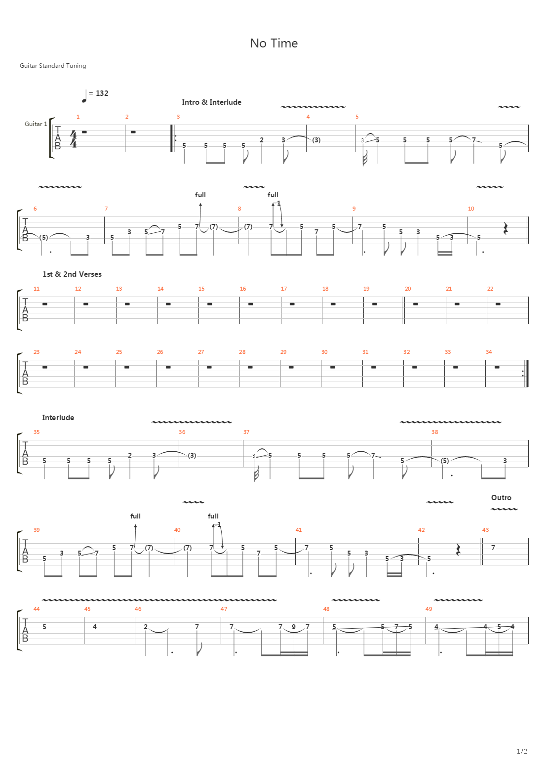 No Time吉他谱