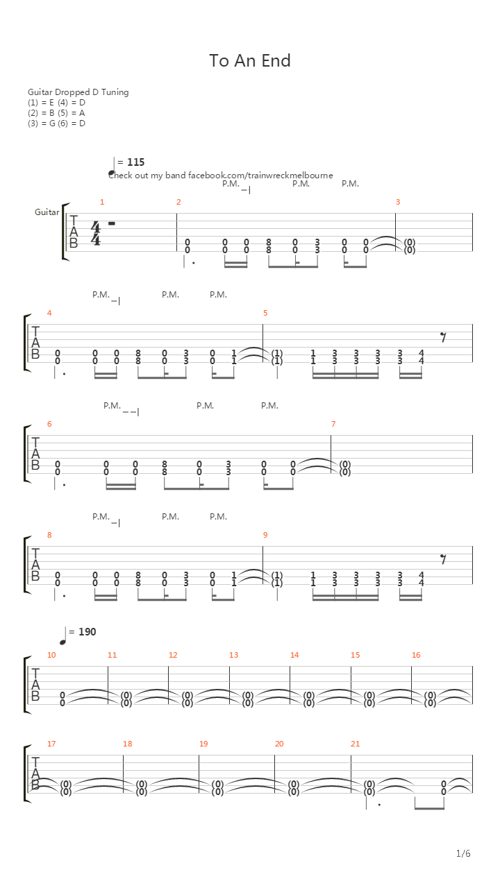To An End吉他谱