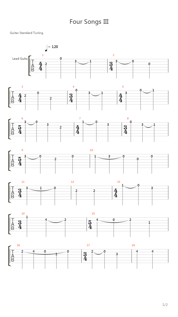 Four Songs Iii吉他谱
