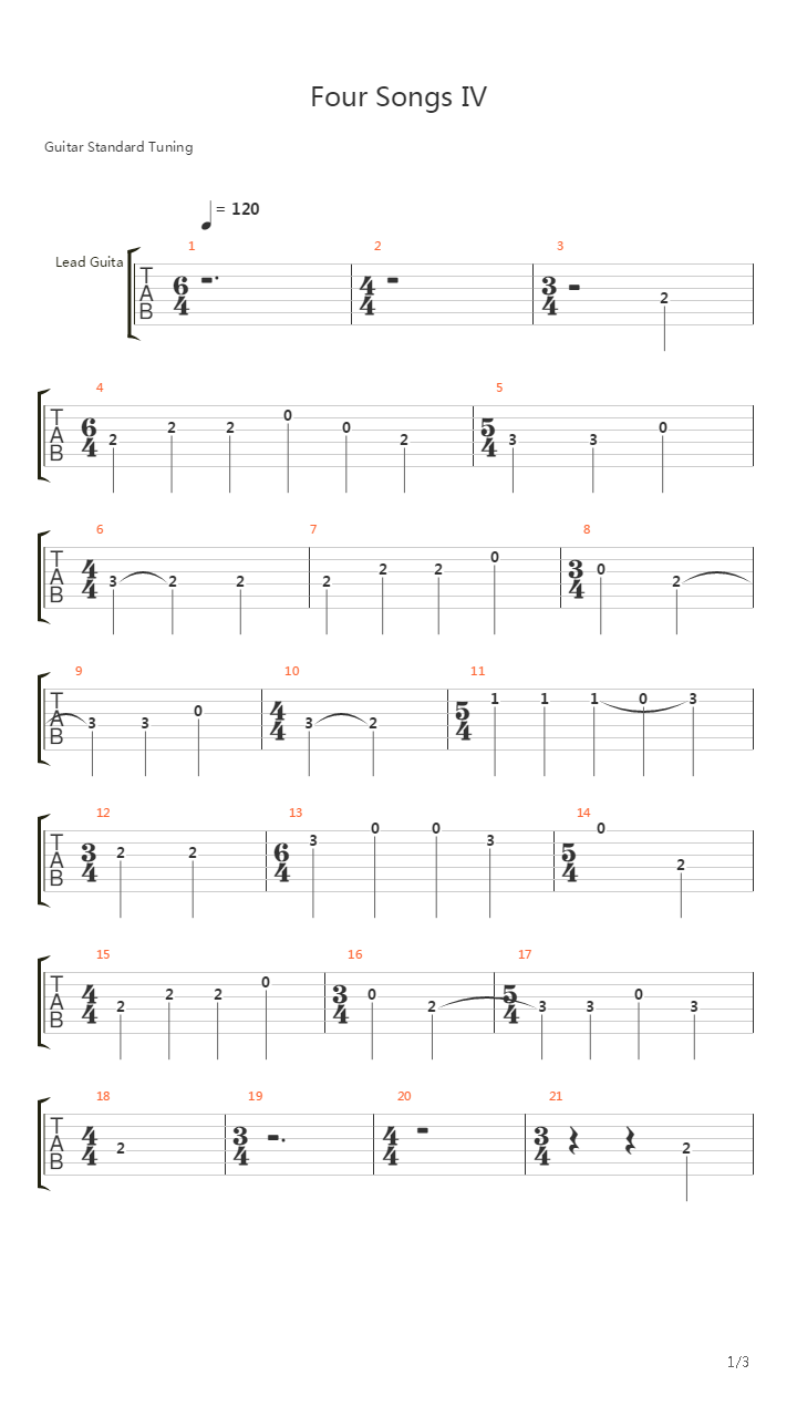 Four Songs Iv吉他谱