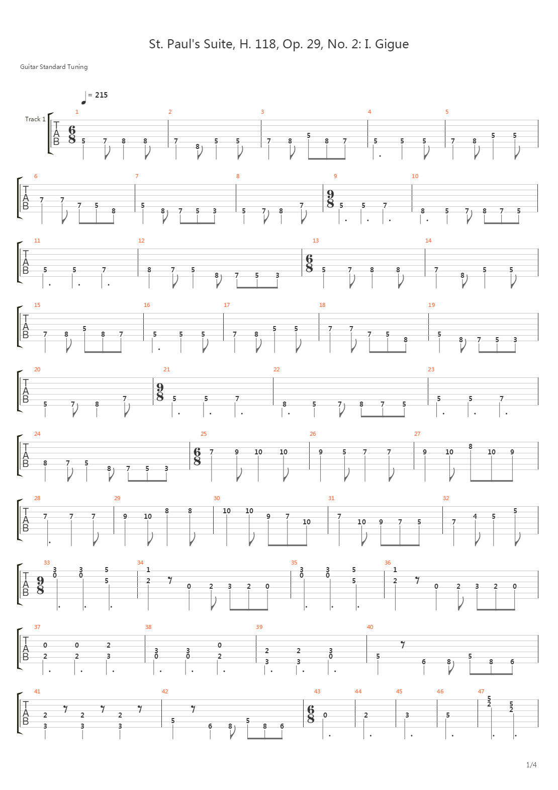 St Pauls Suite I Gigue吉他谱
