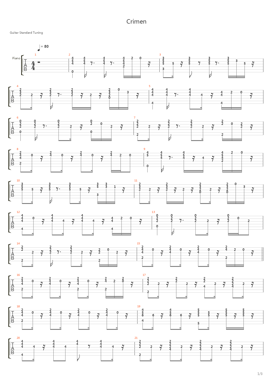 Crimen吉他谱