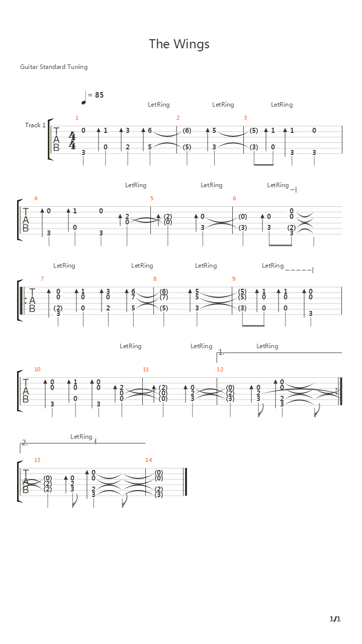 Wings吉他谱