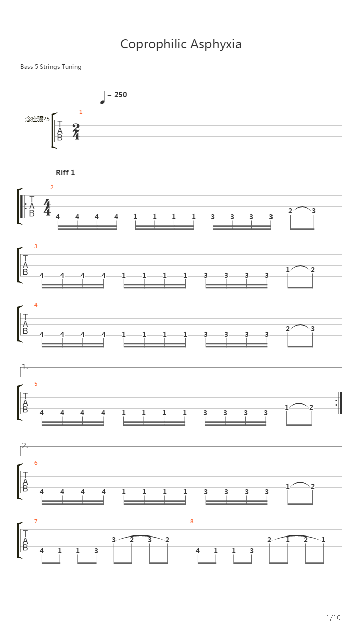 Coprophilic Asphyxia吉他谱