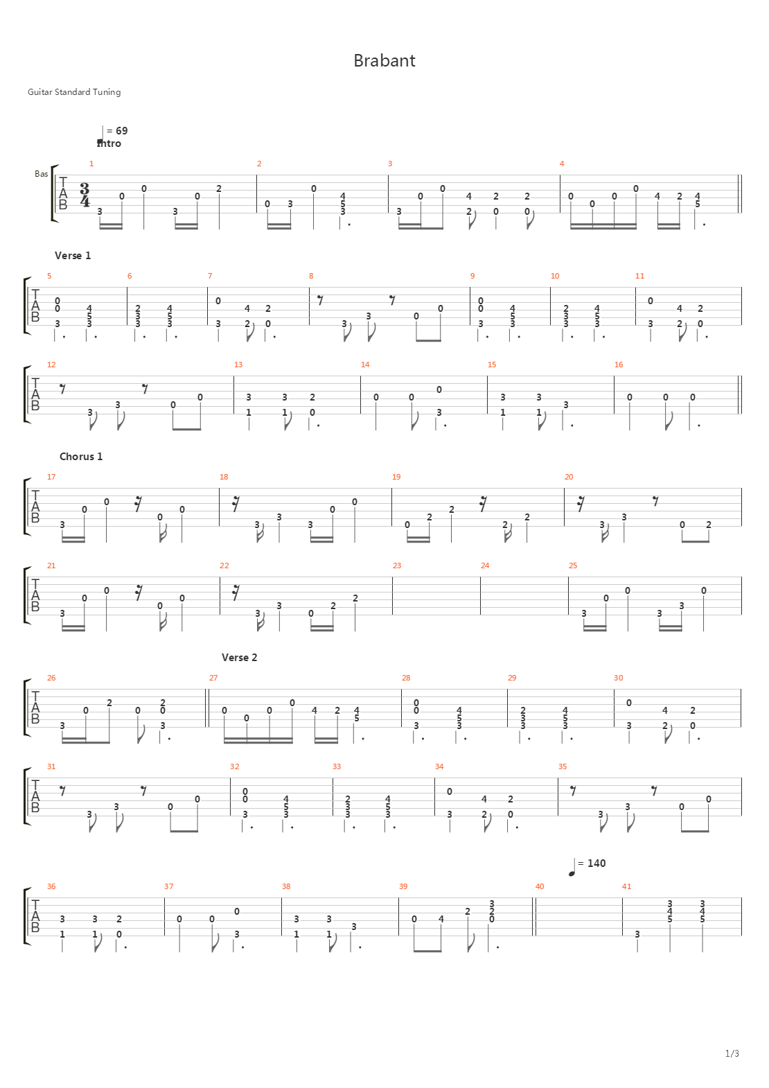 Brabant吉他谱