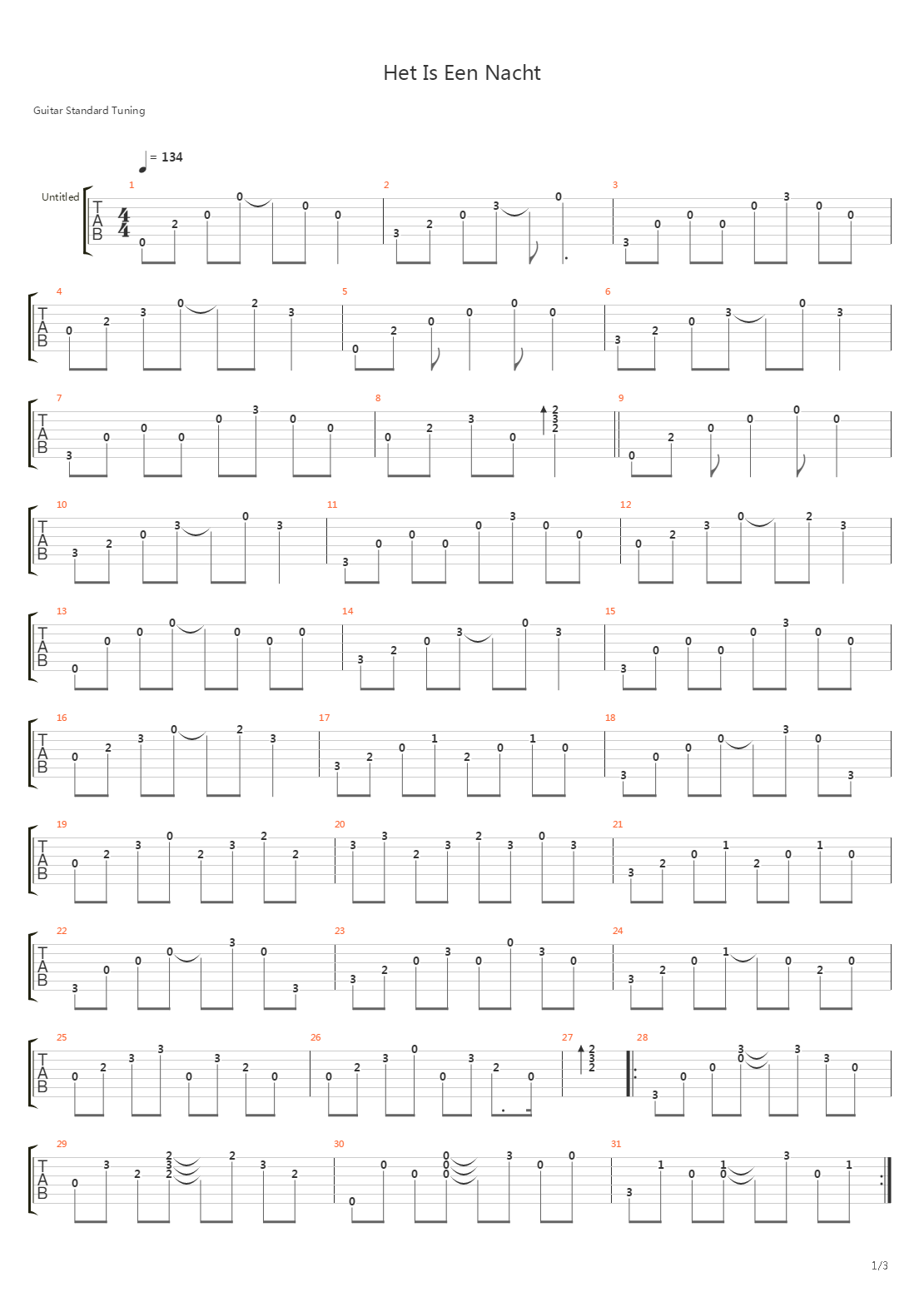 Het Is Een Nacht吉他谱