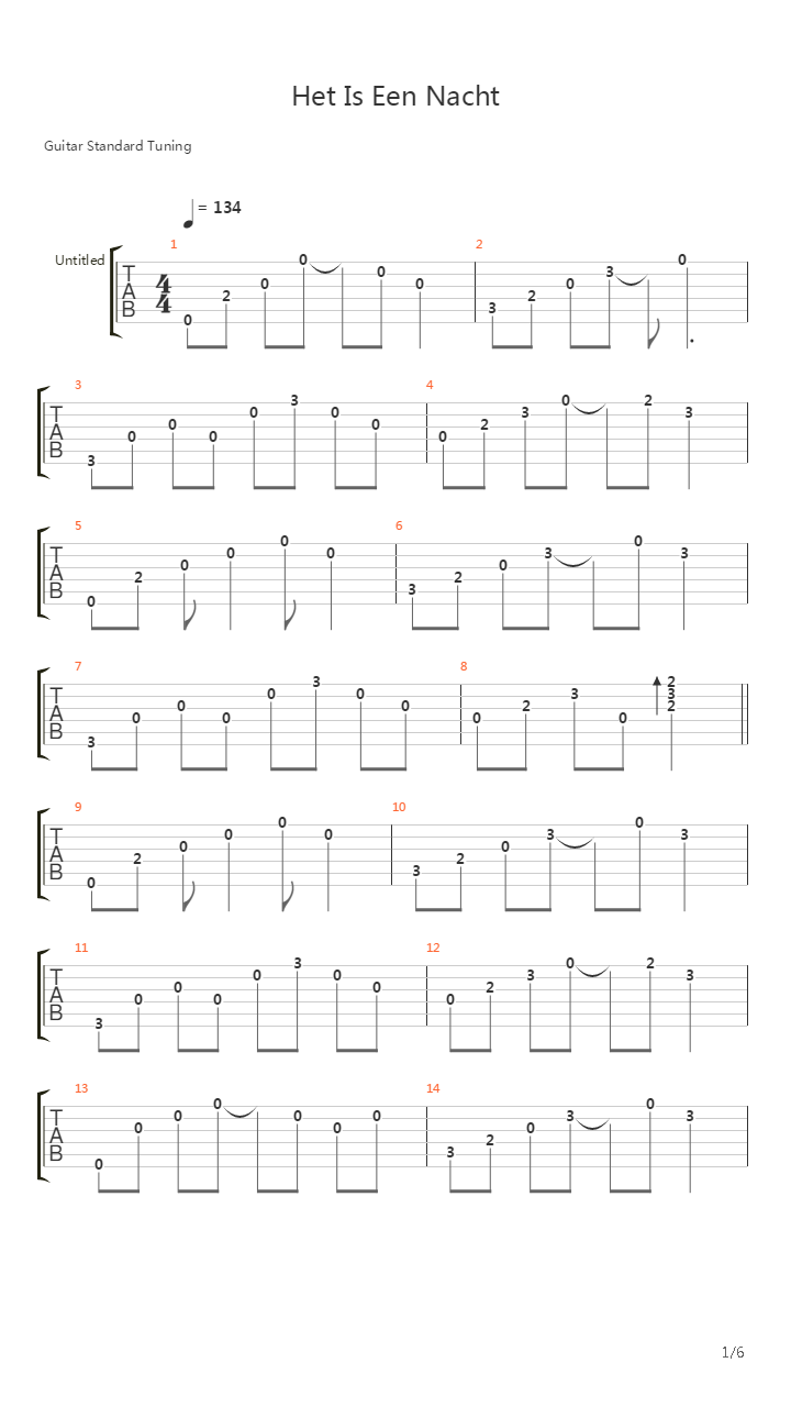 Het Is Een Nacht吉他谱
