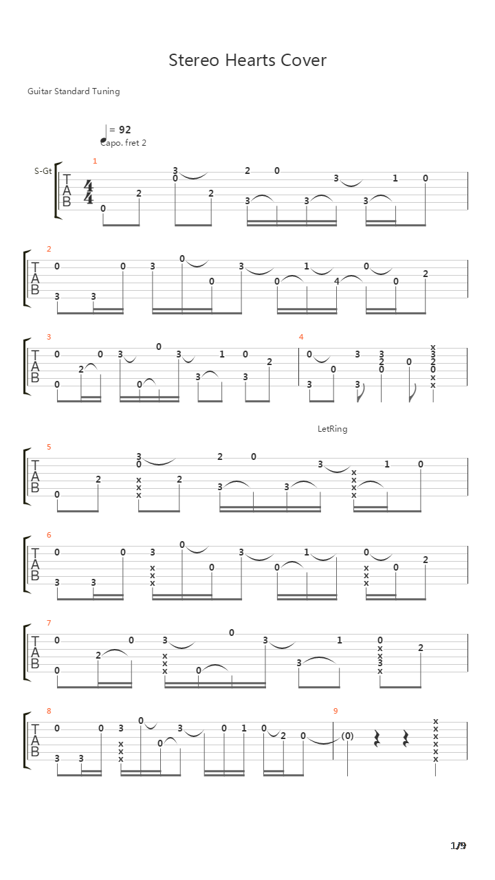 Stereo Hearts吉他谱
