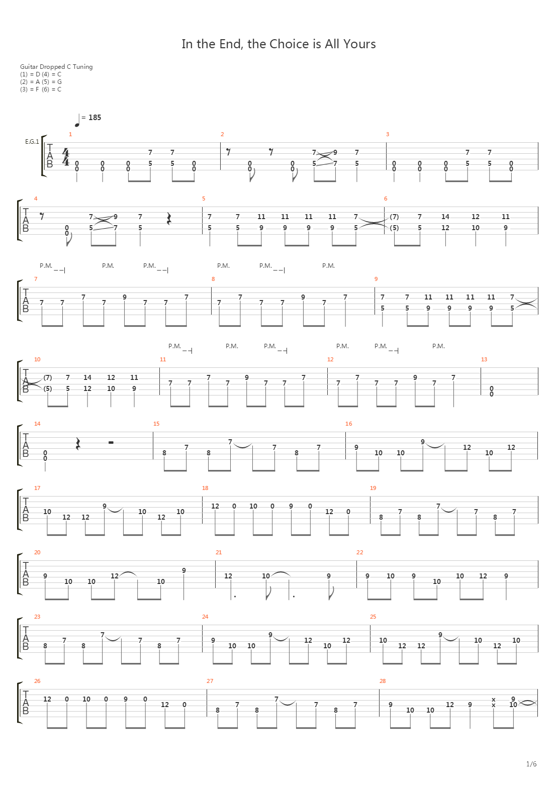 In The End The Choice Is All Yours吉他谱