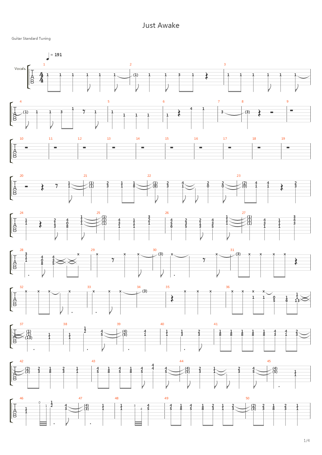 Just Awake吉他谱
