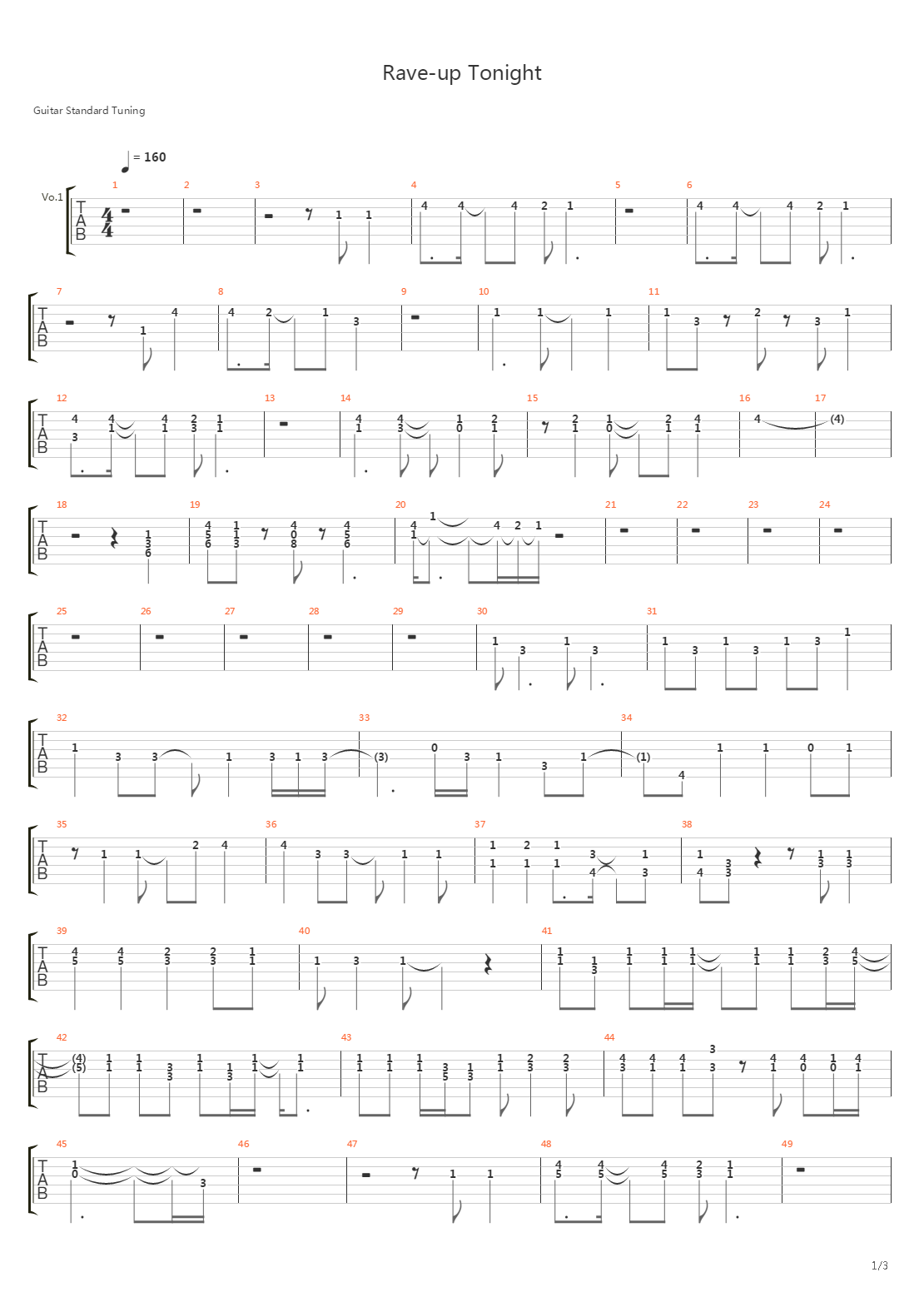 Rave-up Tonight吉他谱