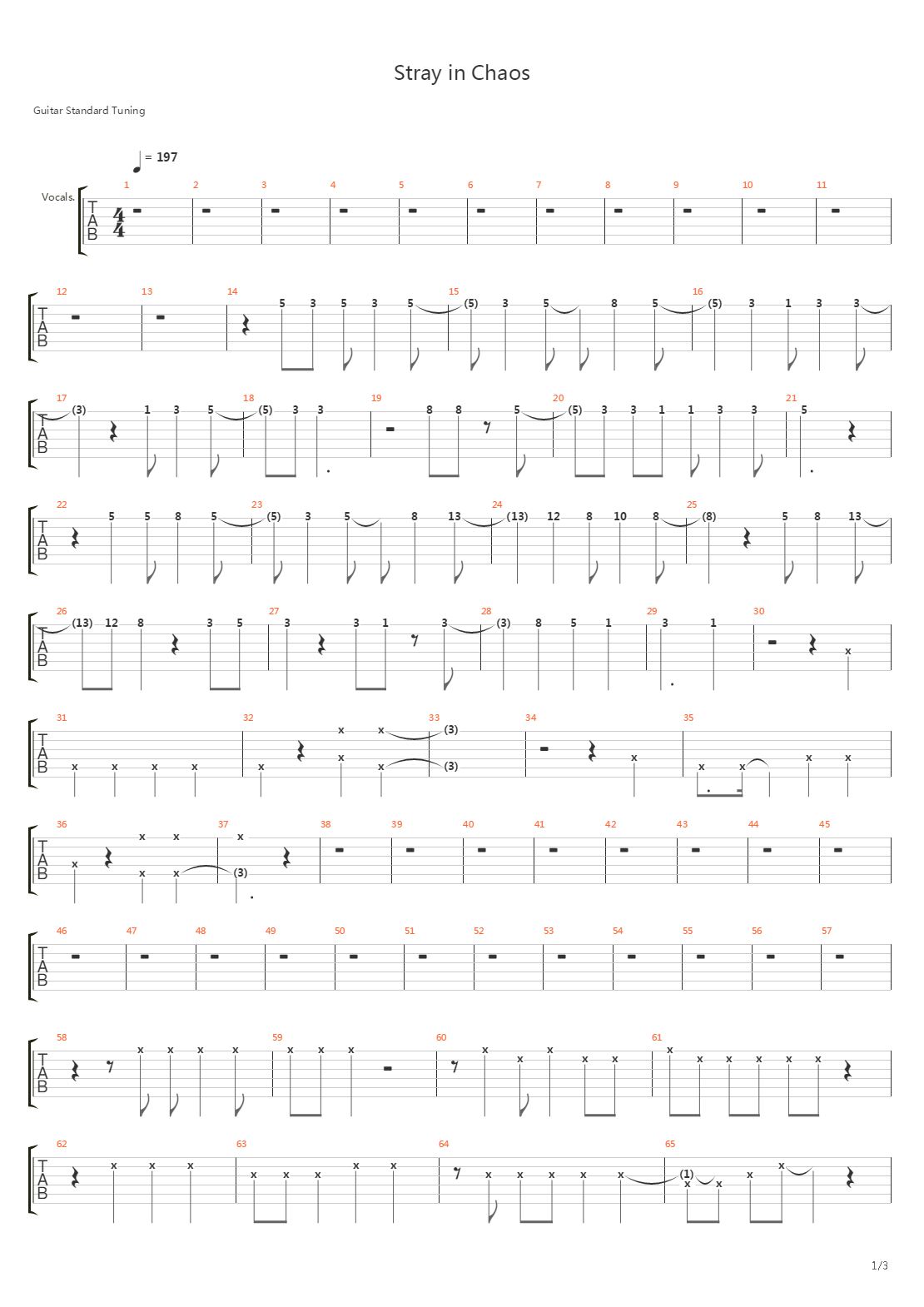 Stray In Chaos吉他谱