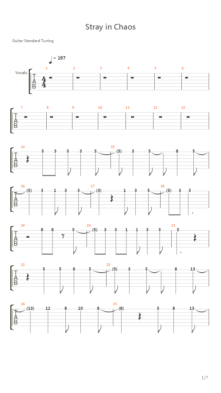 Stray In Chaos吉他谱