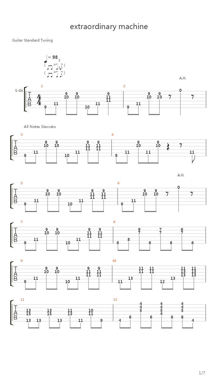 Extraordinary Machine吉他谱