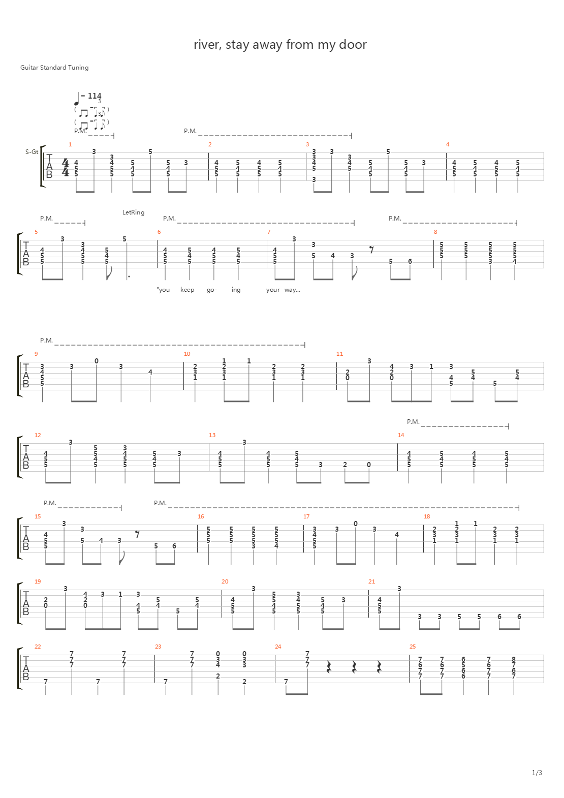 River Stay Away From My Door吉他谱