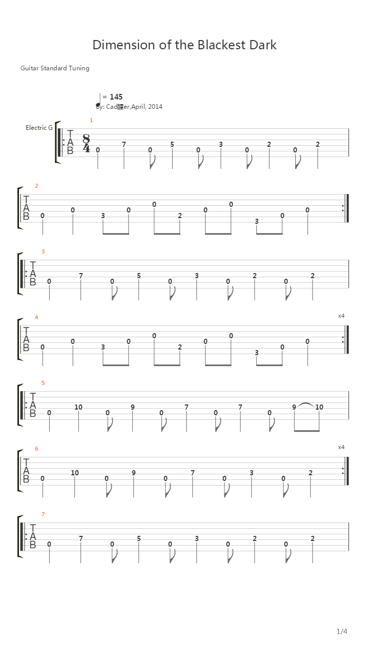 Dimension Of The Blackest Dark吉他谱