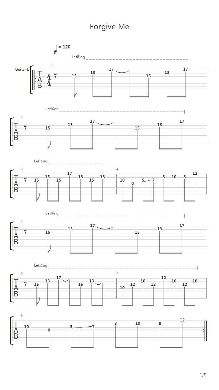 Forgive Me吉他谱