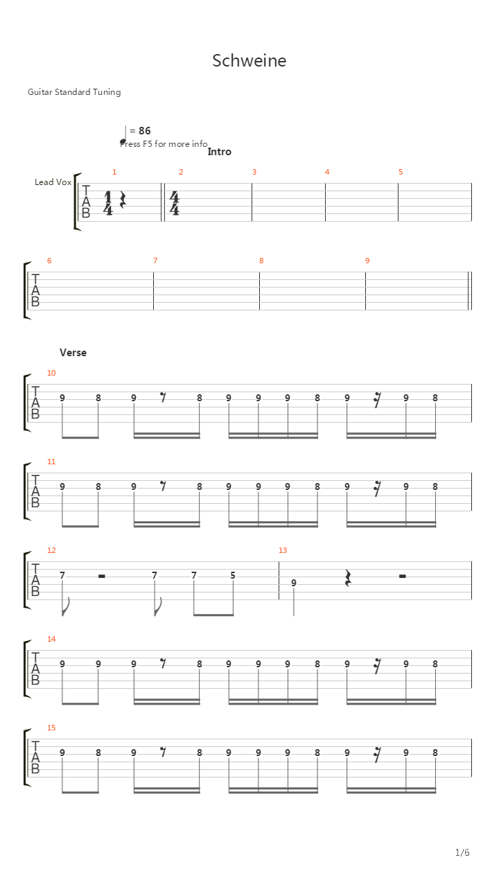 Schweine吉他谱