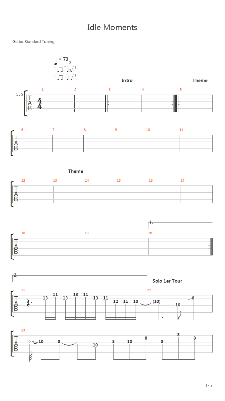 Idle Moments吉他谱