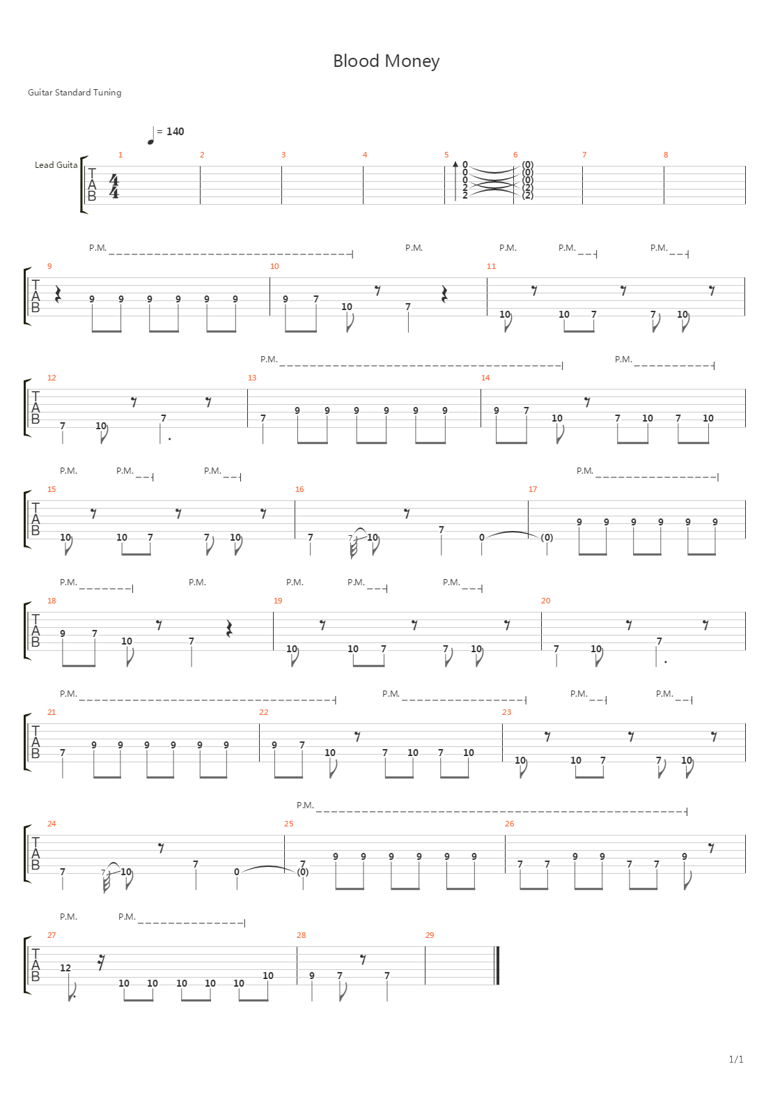 Blood Money吉他谱