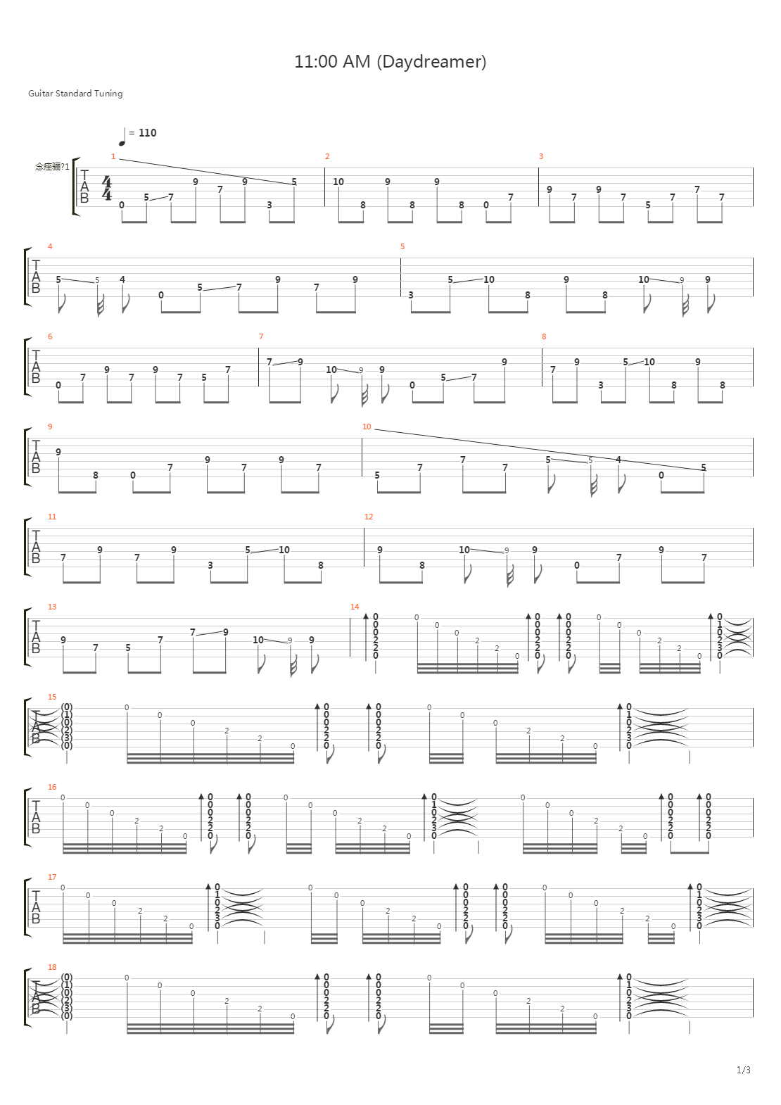 11 00 Am Daydreamer吉他谱