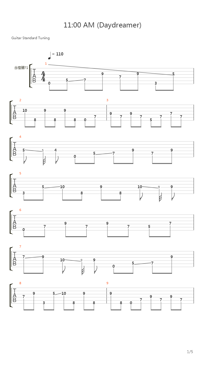 11 00 Am Daydreamer吉他谱