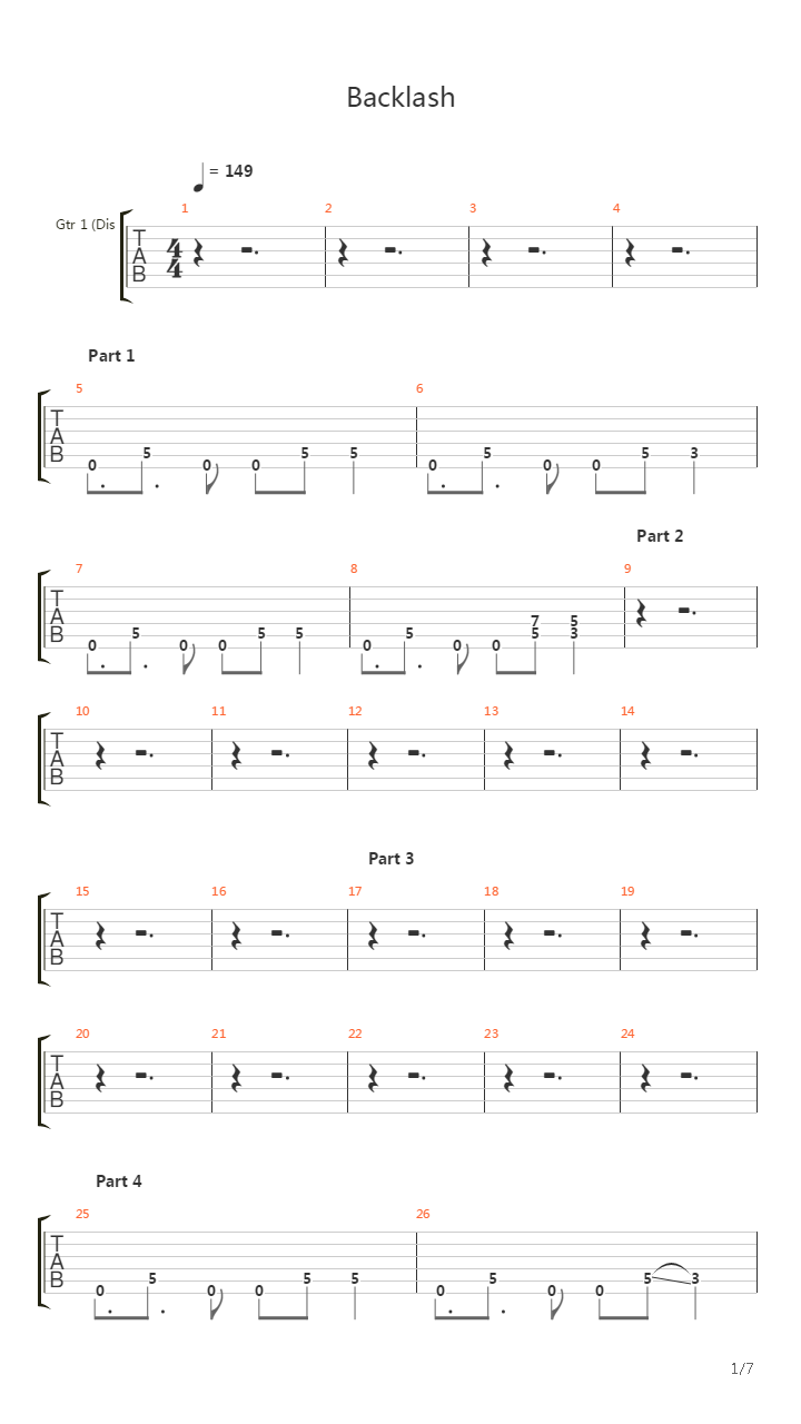 Backlash吉他谱