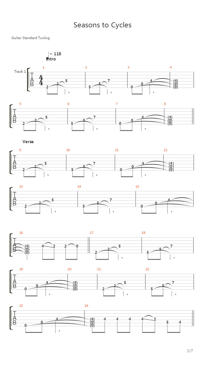 Seasons To Cycles吉他谱