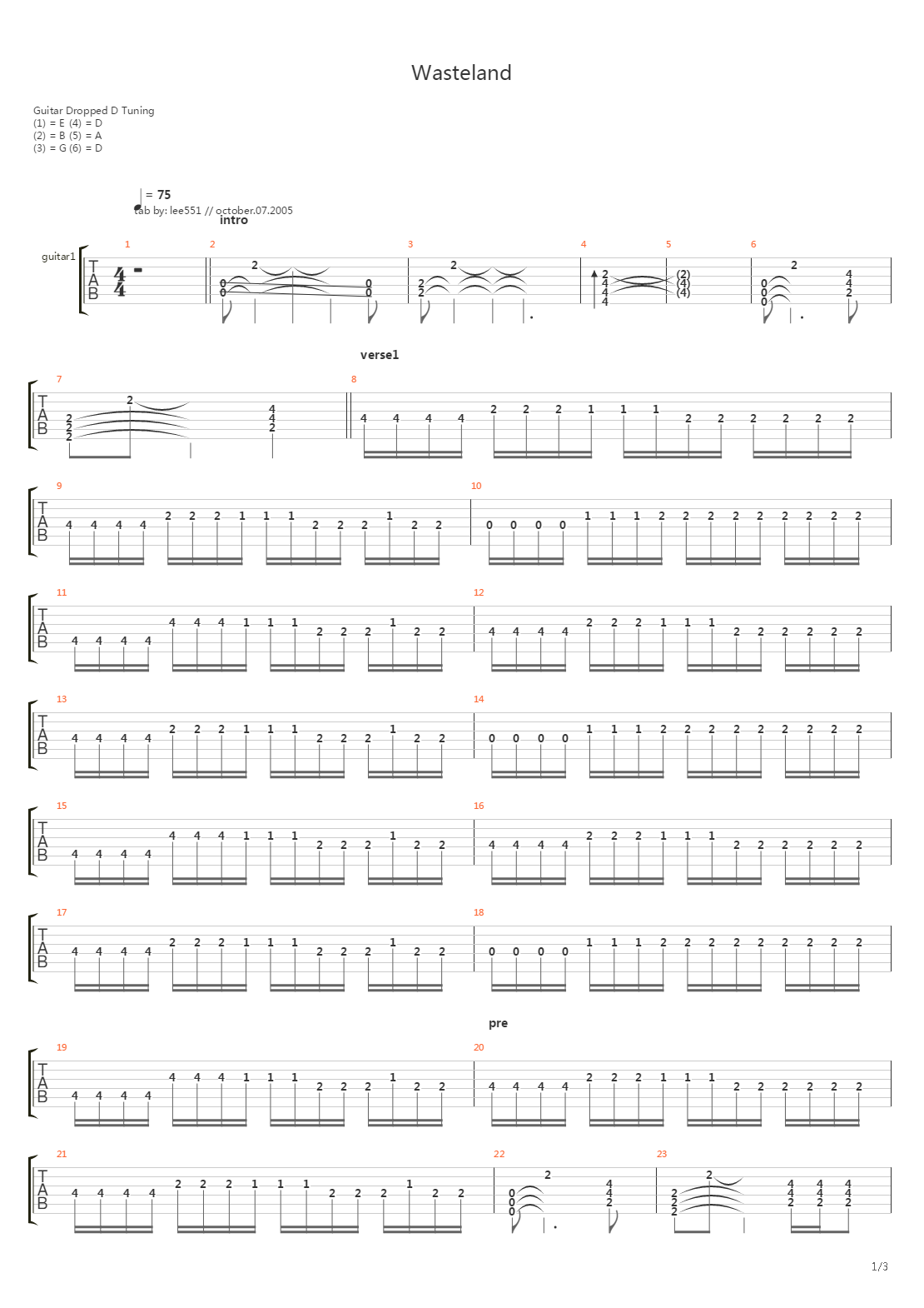 Wasteland吉他谱