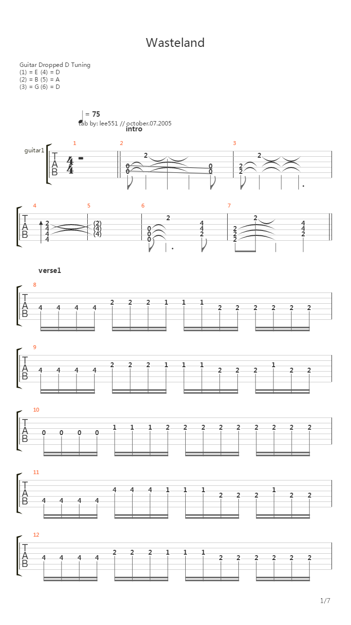 Wasteland吉他谱