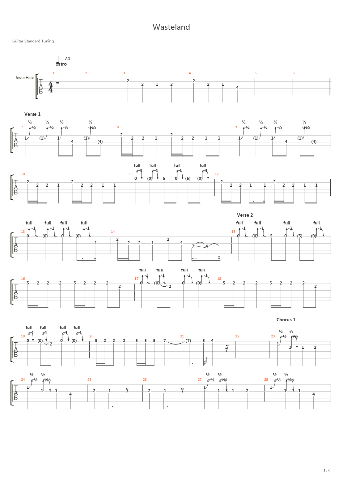 Wasteland吉他谱