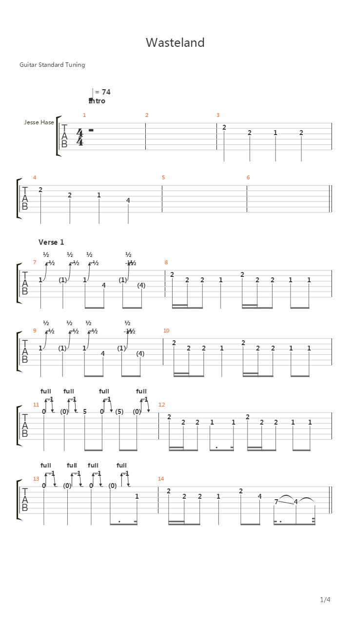 Wasteland吉他谱