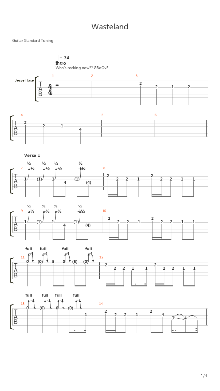 Wasteland吉他谱