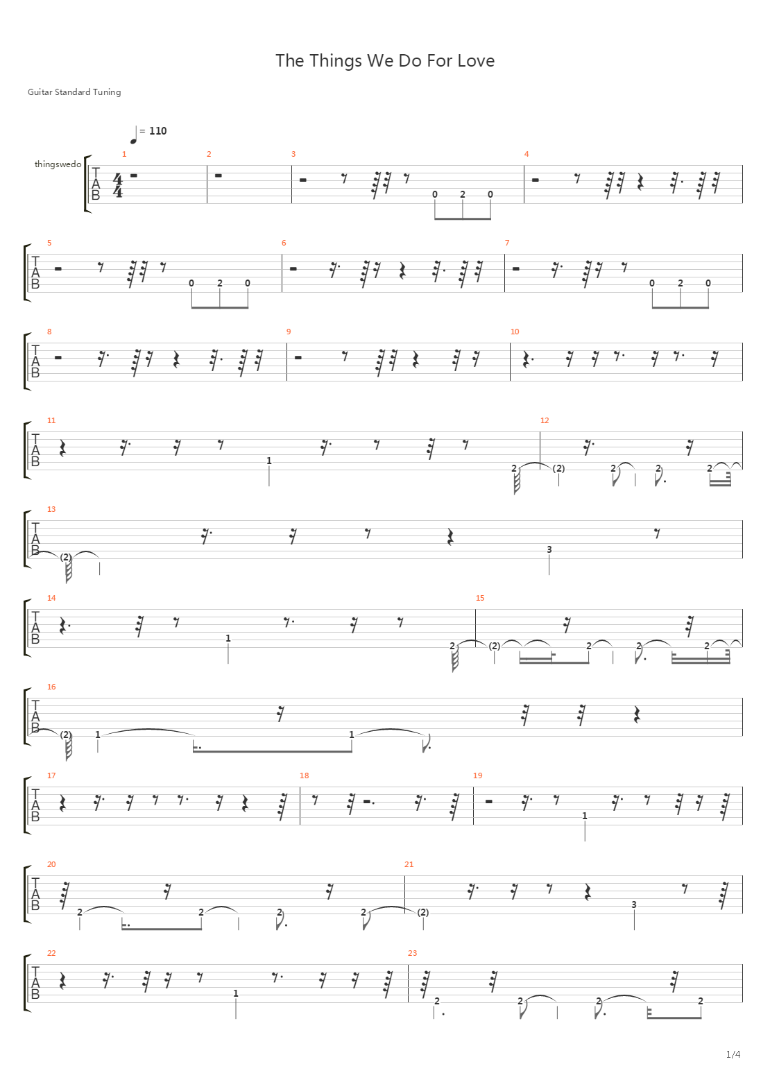The Things We Do For Love吉他谱