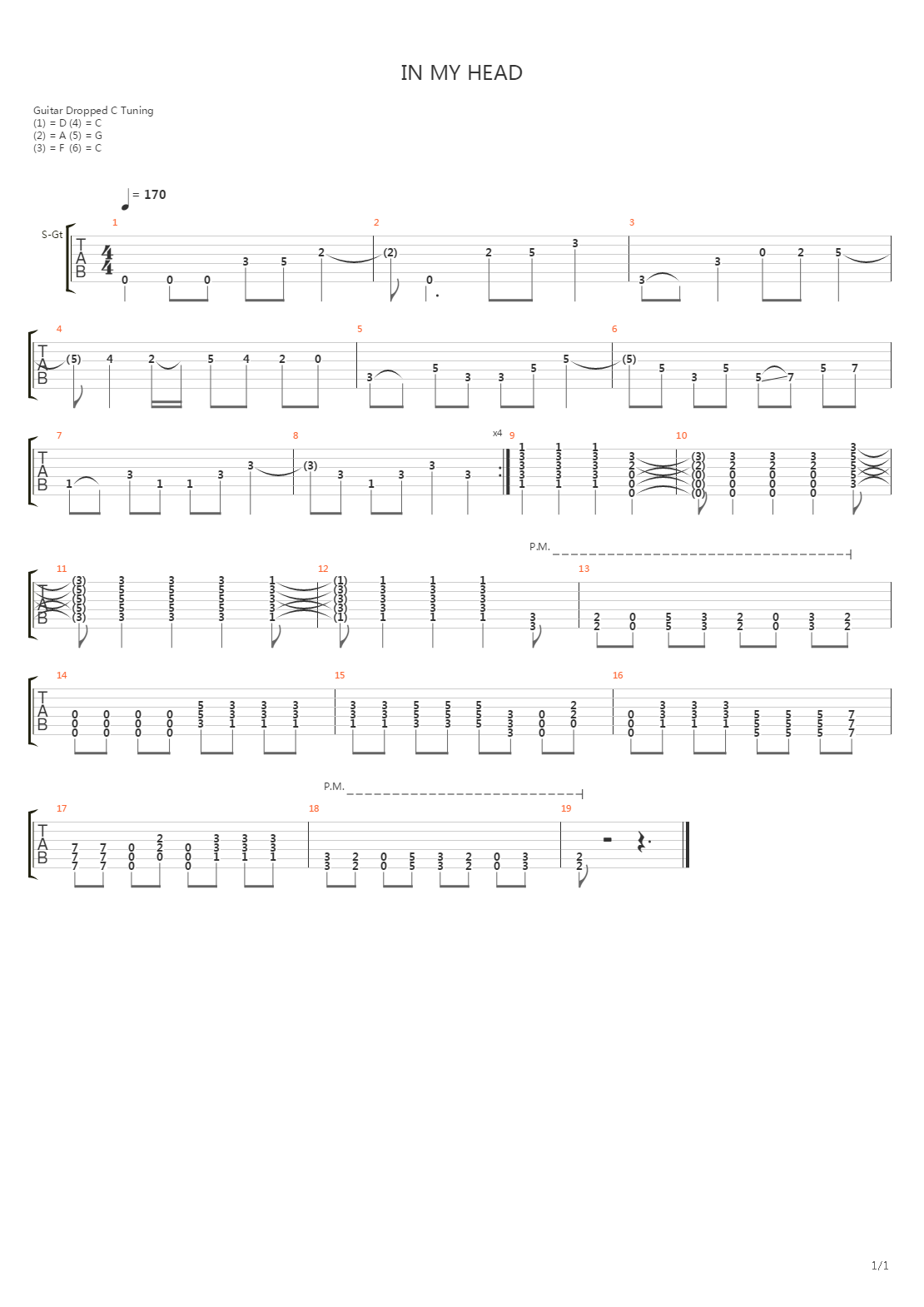 In My Head吉他谱