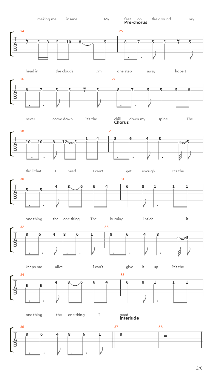 The One Thing吉他谱