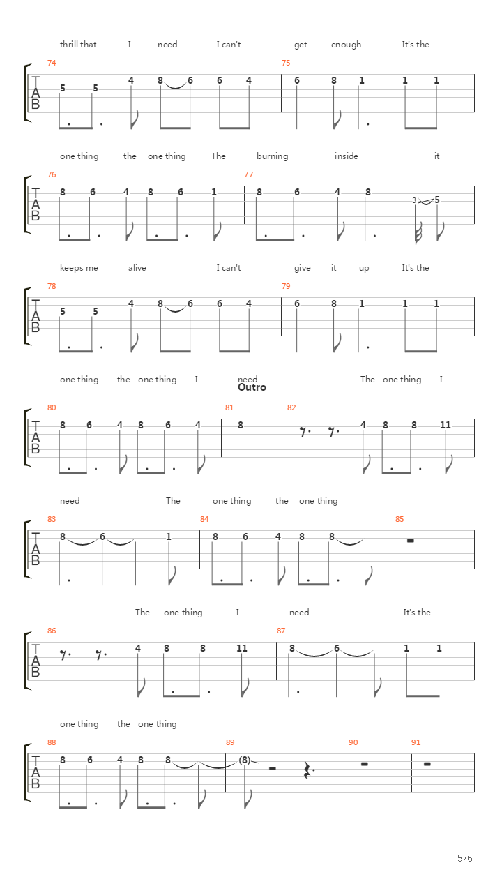 The One Thing吉他谱