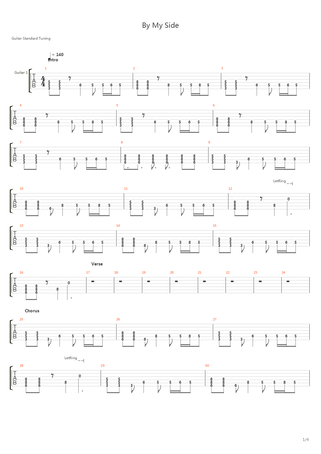 By My Side吉他谱