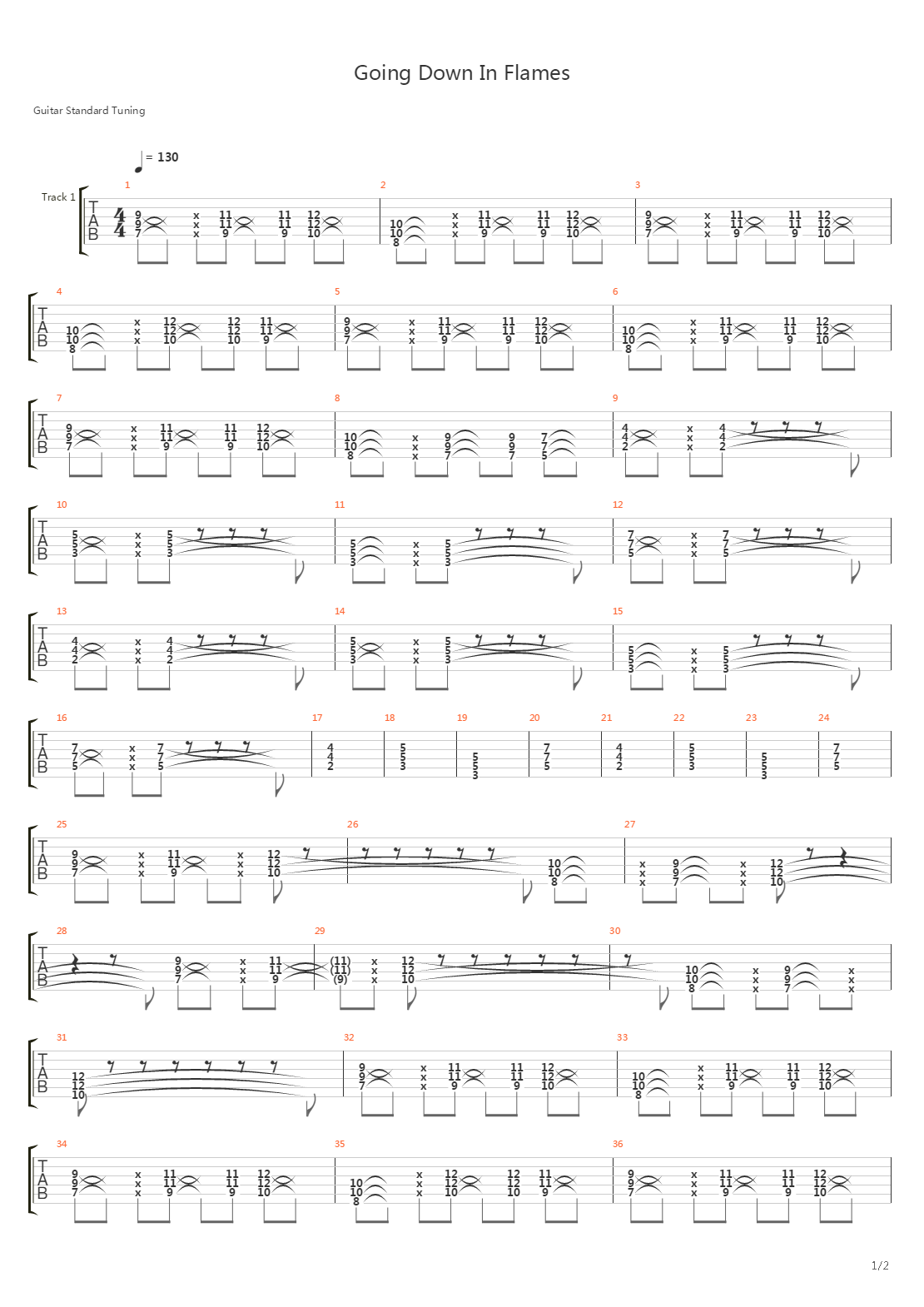 Going Down In Flames吉他谱