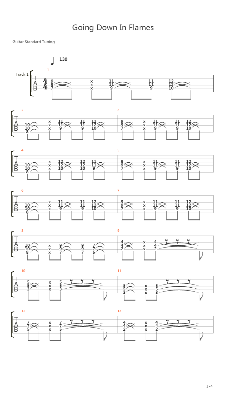 Going Down In Flames吉他谱