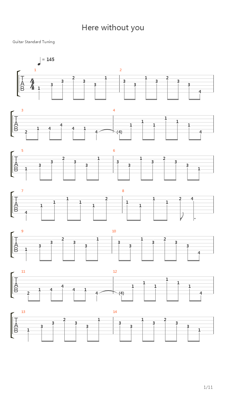 Here Without You吉他谱