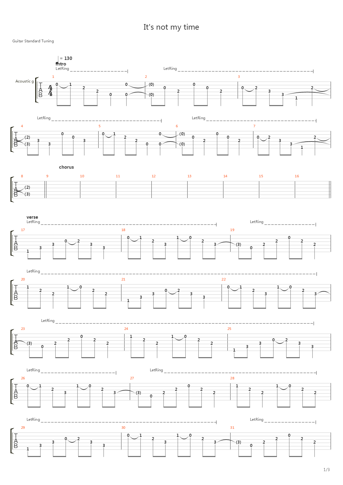 Its Not My Time吉他谱