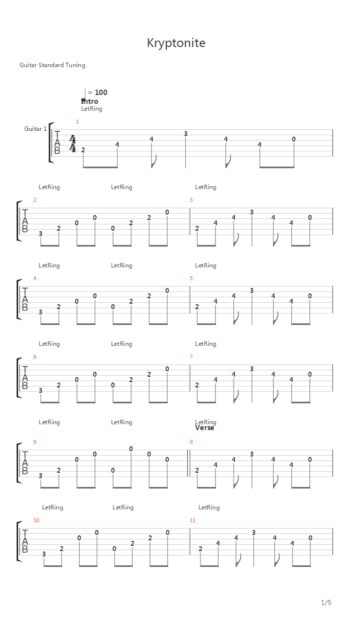 Kryptonite吉他谱