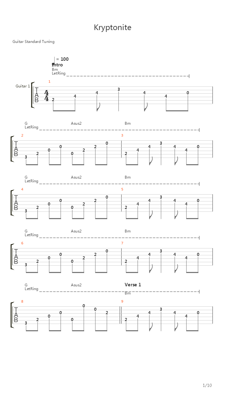 Kryptonite吉他谱