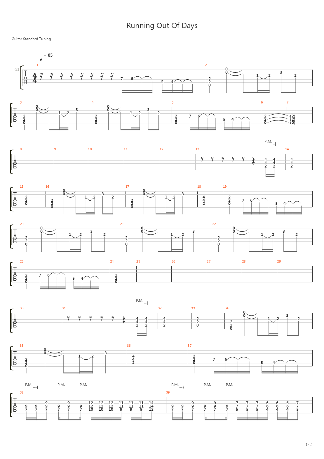 Running Out Of Days吉他谱