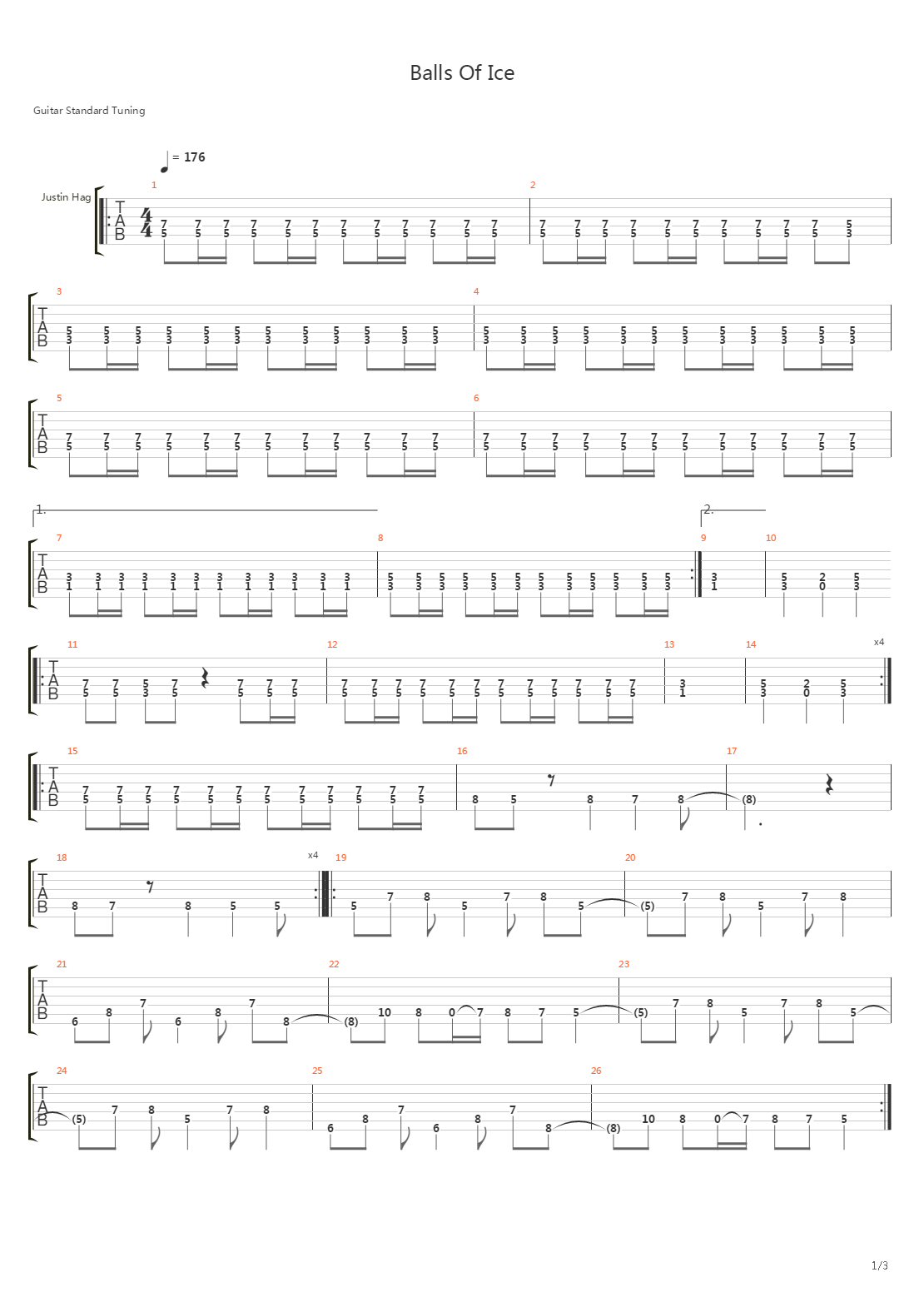 Balls Of Ice吉他谱