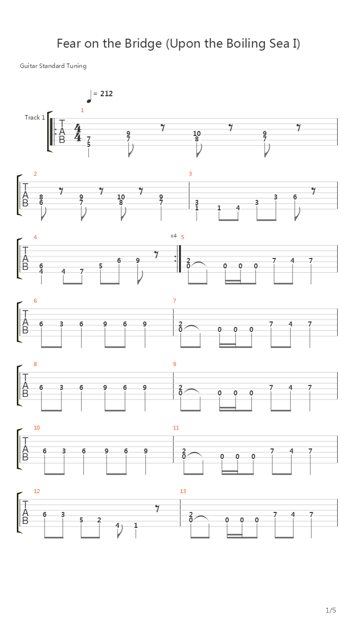 Fear On The Bridge吉他谱