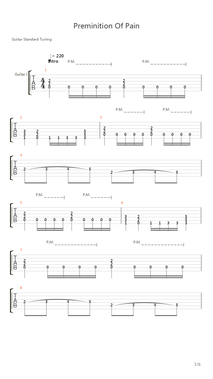 Preminition Of Pain吉他谱