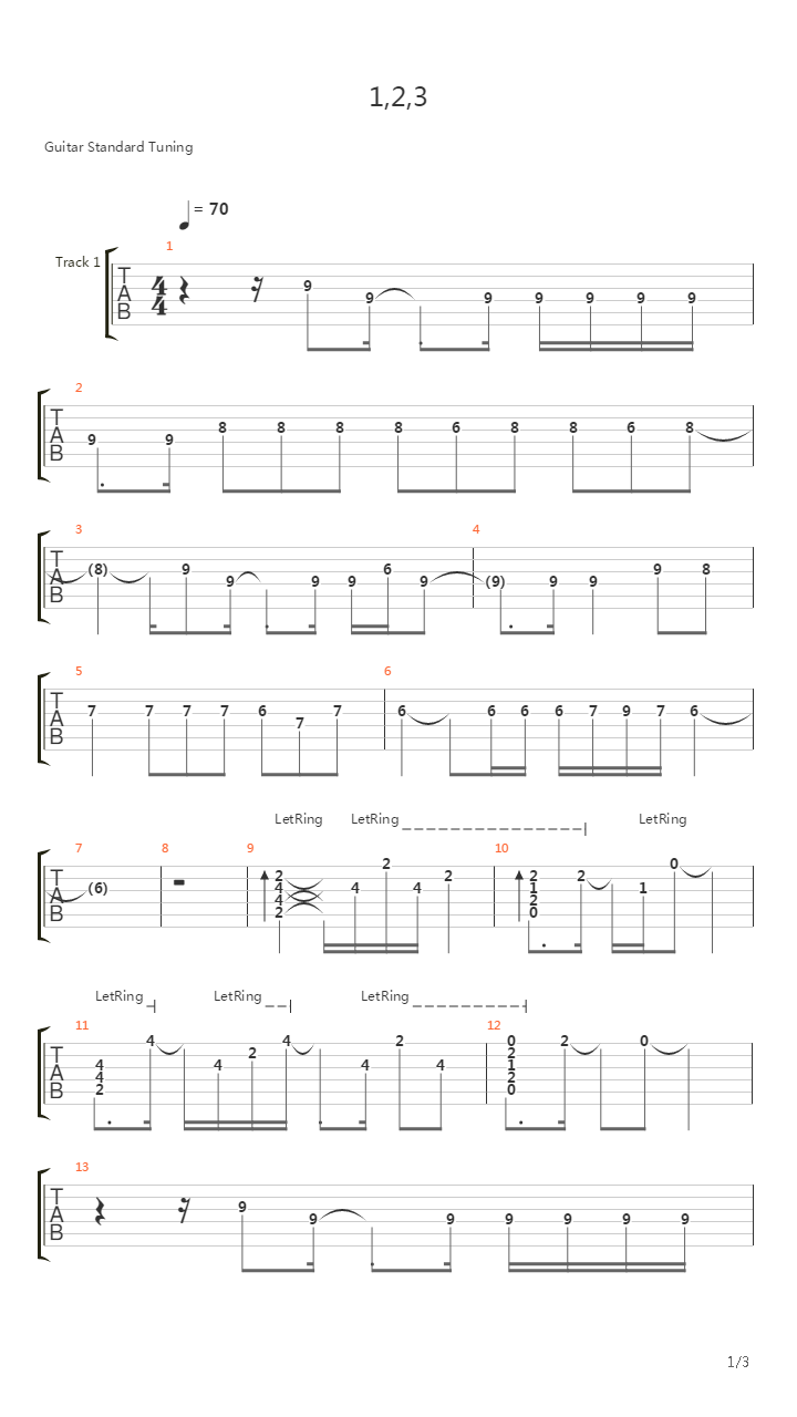 1 2 3吉他谱