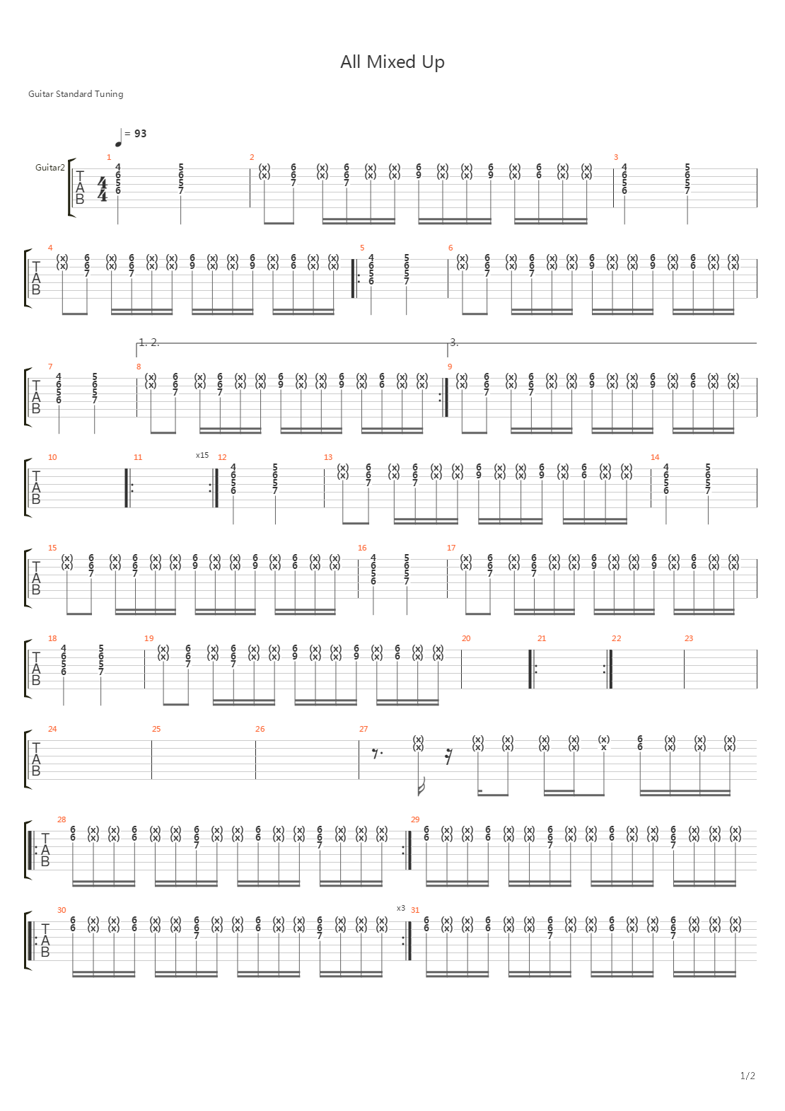 All Mixed Up吉他谱